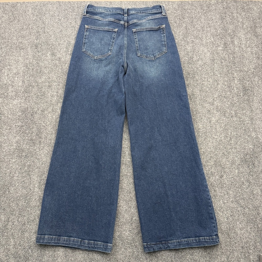 GAP Stride Wide Leg Jeans Womens 10R High Rise Dark Wash Stretch Denim Lillie - Picture 2 of 16